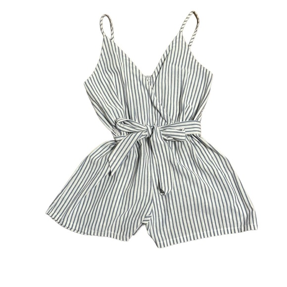 Pants - Striped summertime romper with tie belt